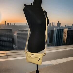 Perlina Leather Yellow Crossbody Bag 9x6x2